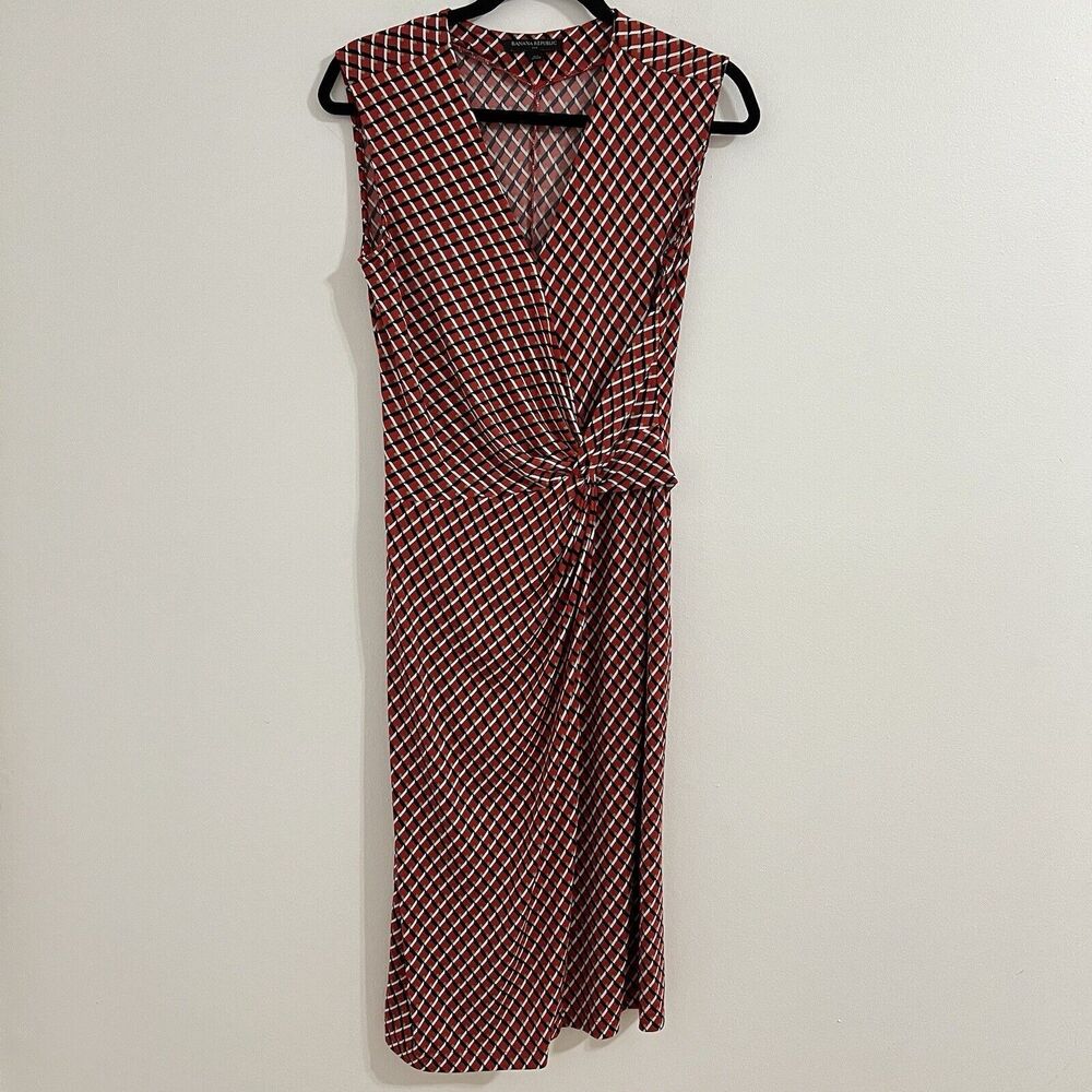 Banana Republic Midi Dress Size XS‎ Red Wrap Diamond Stretchy Career Business
